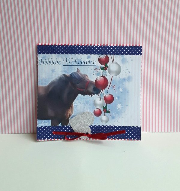 Weihnachtskarte Pferd, für Mädchen
